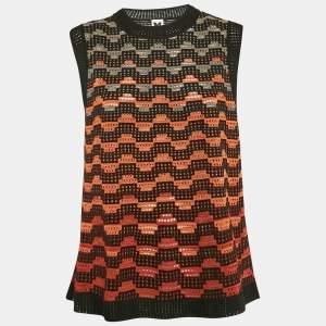 M Missoni Orange/Black Knit Sleeveless Top L