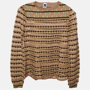 M Missoni Beige Pointelle Knit Long Sleeve Knit Top S