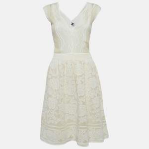 M Missoni White Patterned Lurex Knit Sleeveless Short Dress L