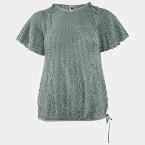 M Missoni Green Patterned Lurex Knit Sweater Top L