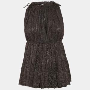 M Missoni Black/Pink Lurex Knit Pleat Detail Sleeveless Top S