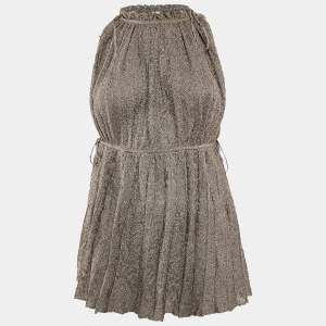 M Missoni Green Lurex Knit Pleat Detail Sleeveless Top L