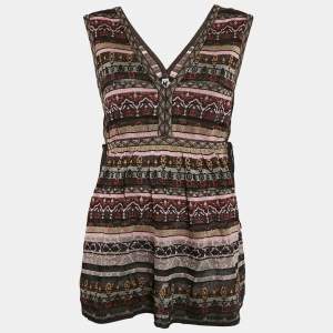 M Missoni Multicolor Patterned Knit V-Neck Sleeveless Top L