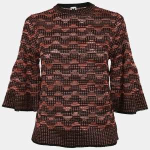 M Missoni Black/Multicolor Pinhole Pattern Knit Sweater Top S