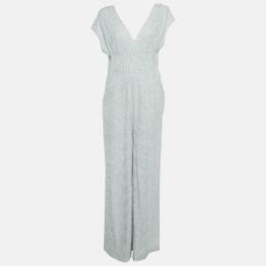 M Missoni Grey Lurex Stretch Knit Strappy Jumpsuit L