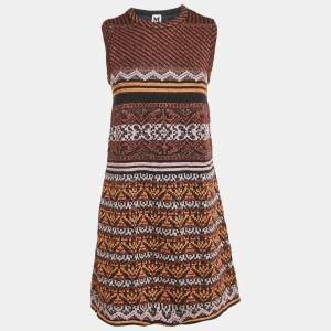 M Missoni Orange/Black Patterned Lurex Knit Short Dress M
