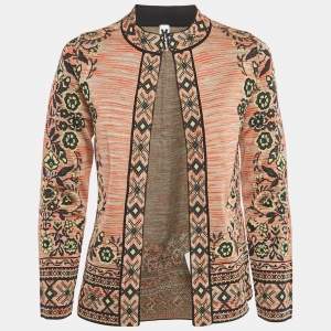 M Missoni Beige/Green Floral Pattern Knit Cardigan M