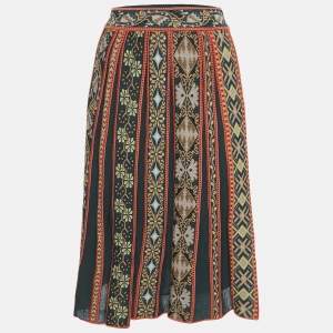 M Missoni Green Floral Striped Knit Midi Skirt S
