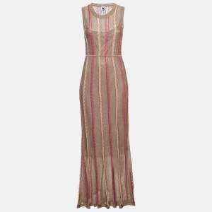M Missoni Brown Striped Lurex Knit Maxi Dress M