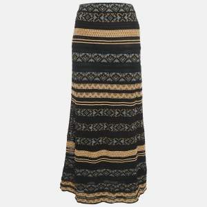 M Missoni Black/Brown Patterned Knit Maxi Skirt M
