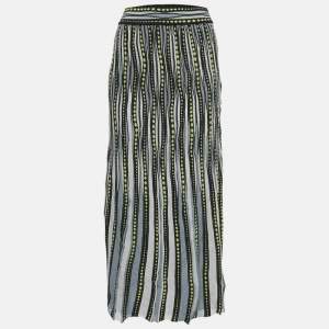 M Missoni Blue/Black Patterned Lurex Knit Maxi Skirt S