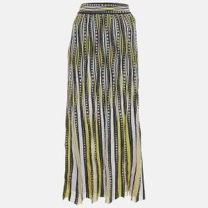 M Missoni Pink/Black Patterned Lurex Knit Maxi Skirt L