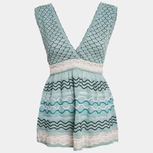 M Missoni Blue Patterned Knit Sleeveless Top M