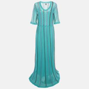 M Missoni Green Patterned Knit Maxi Dress L