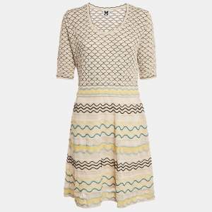 M Missoni Cream Patterned Knit Mini Dress L