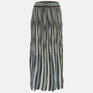 M Missoni Blue/Multicolor Patterned Knit Maxi Skirt L