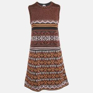 M Missoni Metallic Lurex Patterned Knit Sleeveless Mini Dress S