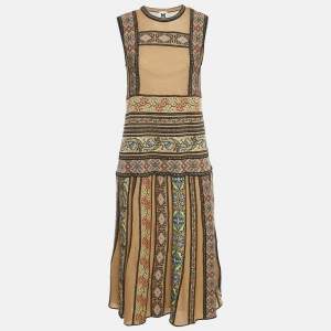 M Missoni Brown/Multicolor Patterned Knit Sleeveless Midi Dress L