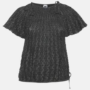 M Missoni Black/Metallic Patterned Lurex Knit Top M