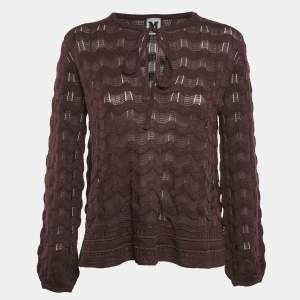 M Missoni Dark Purple Wavy Knit Long Sleeve Top S