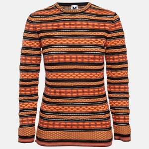 M Missoni Orange Stripe Patterned Knit Long Sleeve Top M