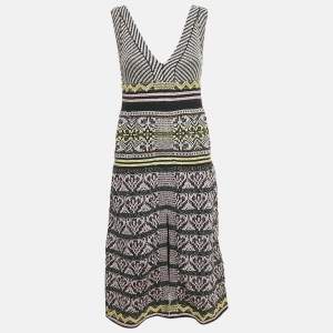 M Missoni Multicolor Patterned Lurex Knit V-Neck Sleeveless Dress S