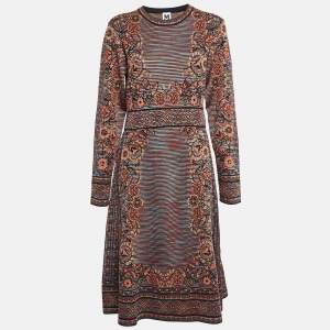 M Missoni Patterned Knit Long Sleeve Midi Dress S