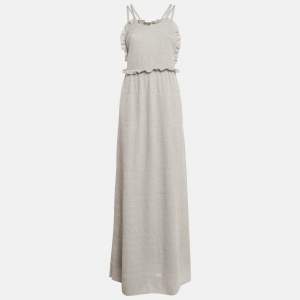 M Missoni Light Blue Patterned Lurex Knit Ruffled Sleeveless Dress L