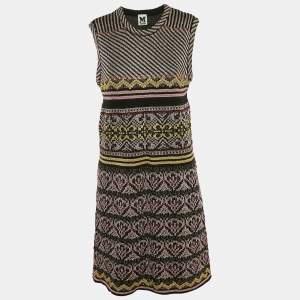 M Missoni Multicolor Patterned Lurex Knit Sleeveless Short Dress L