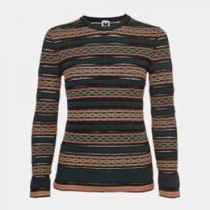 M Missoni Green/Multicolor Patterned Knit Long Sleeve Top M
