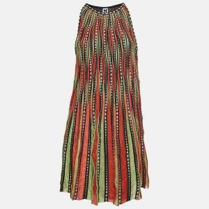 M Missoni Green/Orange Alga and Bubble Pattern Knit A-Line Mini Dress L