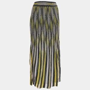 M Missoni Yellow/Black Patterned Lurex Knit Maxi Skirt S