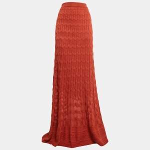 M Missoni Orange Patterned Knit Maxi Skirt L