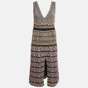 Pre Owned M Missoni  Metallic Lurex Knit V-Neck Sleeveless Midi Dress M
