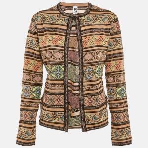 Pre Owned M Missoni Multicolor Patterned Knit Fabric Cardigan M