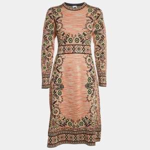 Pre Owned M Missoni Multicolor Floral Knit Midi Dress L