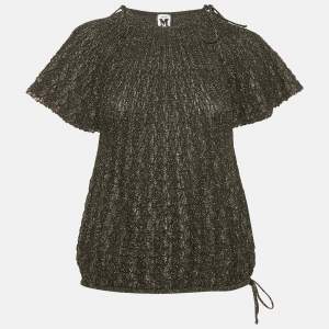 Pre Owned M Missoni Black Lurex Knit Short Sleeve Top M