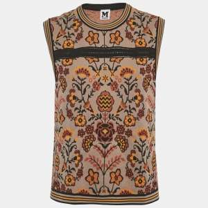 Pre Owned M Missoni Grey Patterned Knit Sleeveless Top M