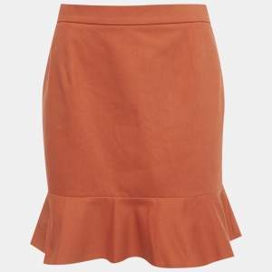 Pre Owned M Missoni Brown Cotton Ruffled Mini Skirt XS