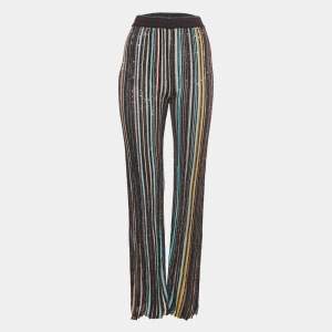 Pre Owned M Missoni Black Sequin Lurex Knit Flared Pants L