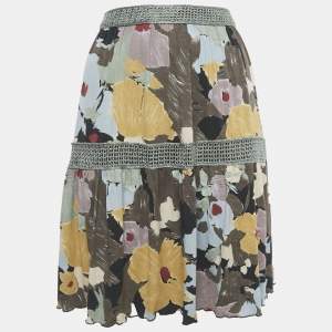 Pre Owned M Missoni Grey Printed Jersey Short Skirt M