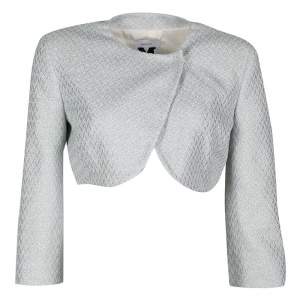 M Missoni Metallic Powder Blue Textured Cropped Jacket M