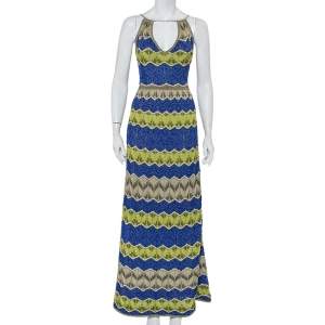 مملوكة مسبقًا M Missoni Multicolor Lurex Patterned Knit Backless Maxi Dress S