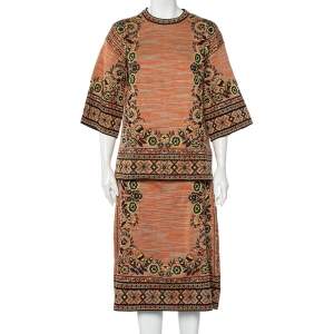 M Missoni Burnt orange Floral Jacquard Knit Midi Skirt & Top Set M