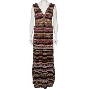 M Missoni Multicolor Patterned Lurex Knit Sleeveless Maxi Dress M