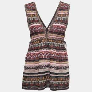 Pre Owned M Missoni Multicolored Lurex Knit Sleeveless Top M