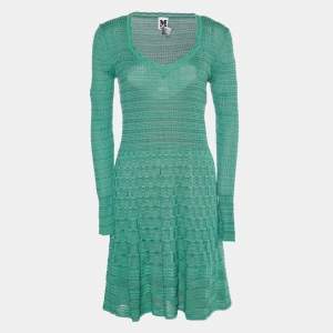 Pre Owned M Missoni Green patterned Knit Midi Dress M