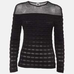 Pre Owned M Missoni Black Textured Knit Top M