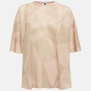 Pre Owned M Missoni Metallic Pink Lurex Knit Top XL