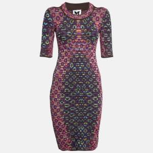 Pre Owned M Missoni Multicolor Patterned Knit Midi Dress S